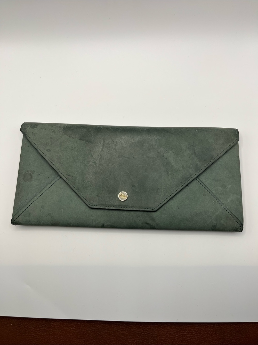 Abas leather Green Envelope Wallet